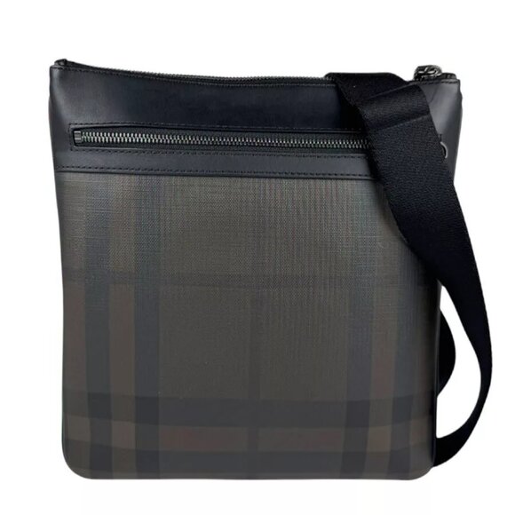 Auth BURBERRY Crossbody Shoulder Bag Dark Brown/Black